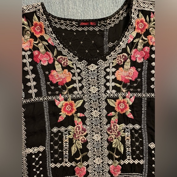Johnny Was Carnation Embroidered Georgette Blouse - Picture 14 of 16